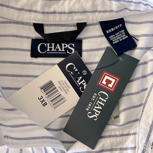 Chaps big & tall stripe cotton long sleeve shirt 3XB / 3TF - Picture 8 of 12